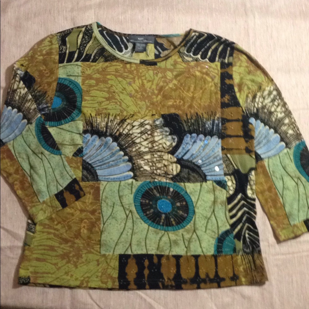 Alexandria Pierce Top Olive Sequined Beads L